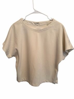 Max Studio Cream Boxy Short Sleeve Tee. Size Laege